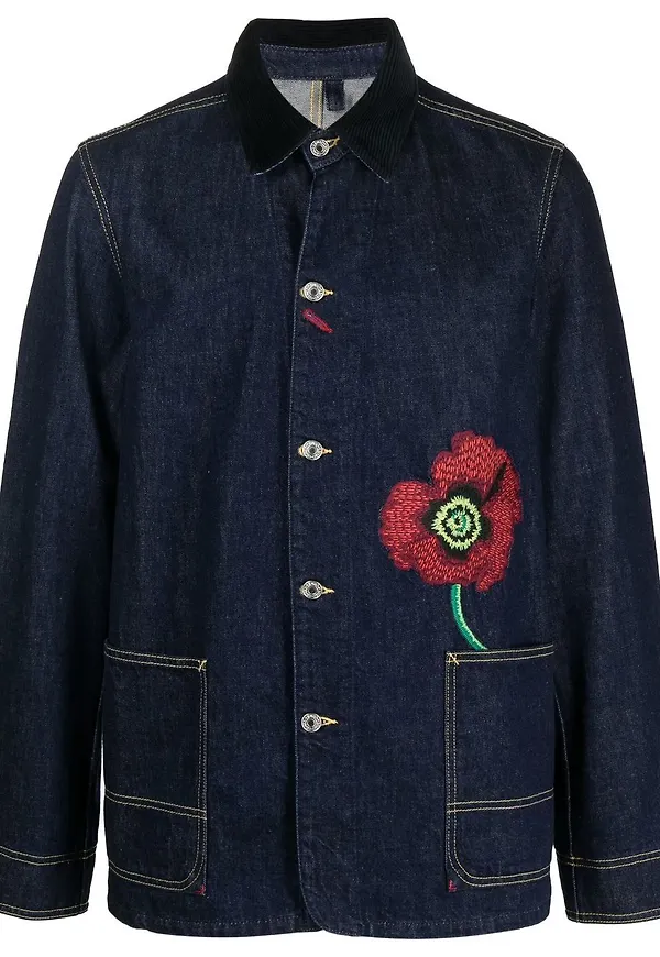 Kenzo jeansjacka med broderad blomma - Blå