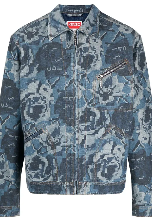 Kenzo jeansjacka med tryck - Blå