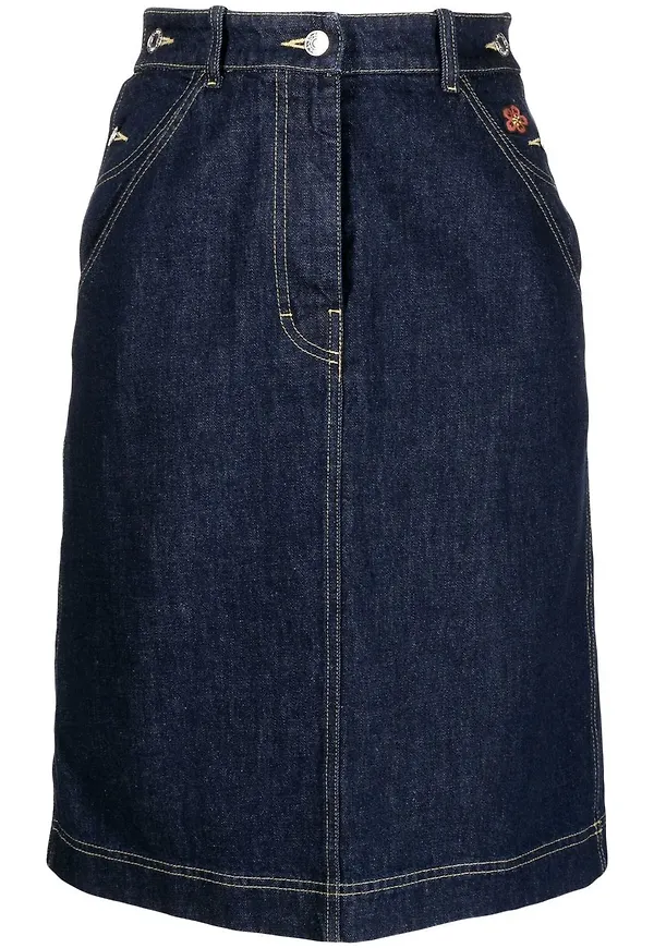 Kenzo jeanskjol med sidoknäppning - Blå