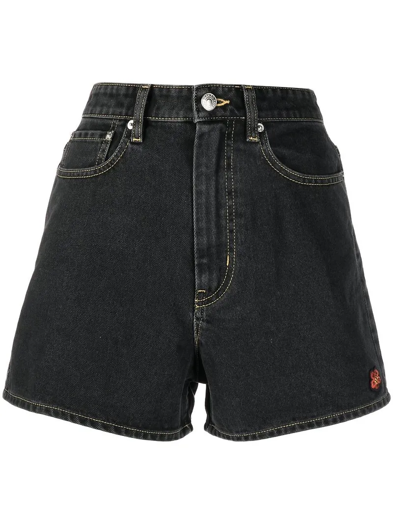 Kenzo jeansshorts med hög midja - Svart