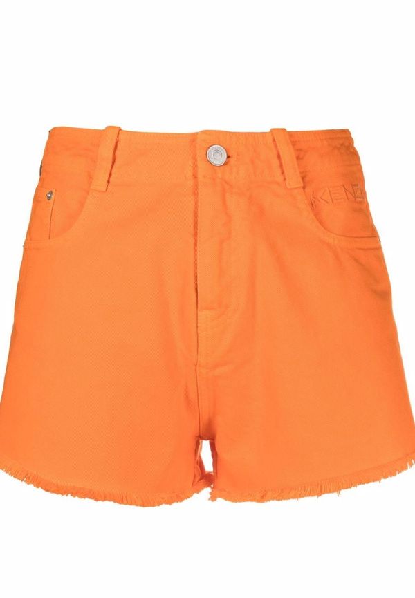 Kenzo jeansshorts med osydd kant - Orange