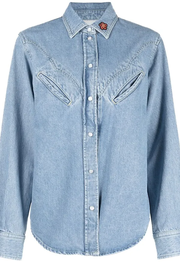 Kenzo jeansskjorta med bröstficka - Blå