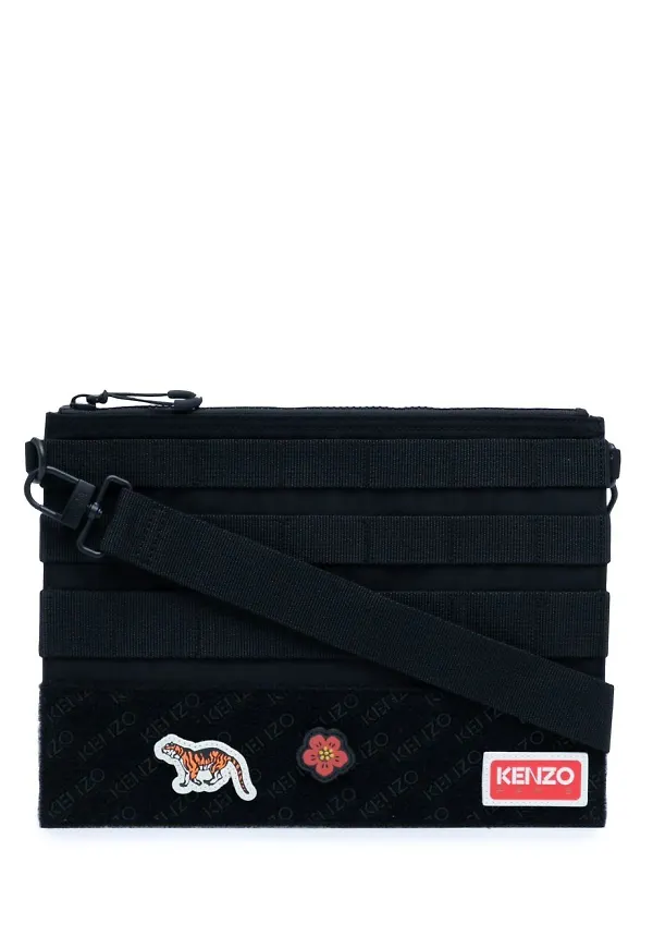 Kenzo Jungle stor axelremsväska - Svart