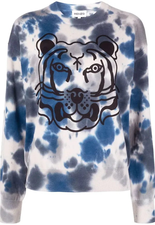 Kenzo K-Tiger batikmönstrad sweatshirt - Blå