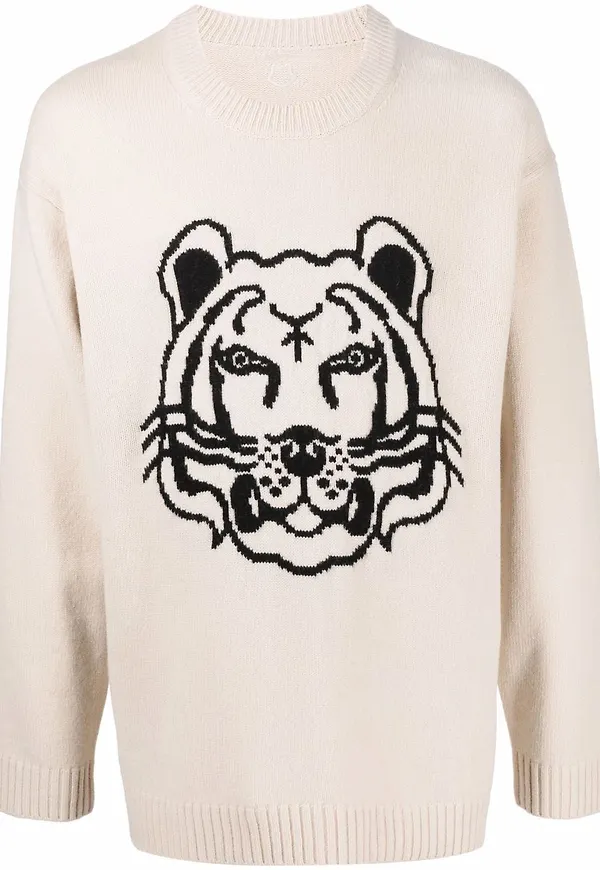 Kenzo K-Tiger intarsiastickad tröja - Neutral
