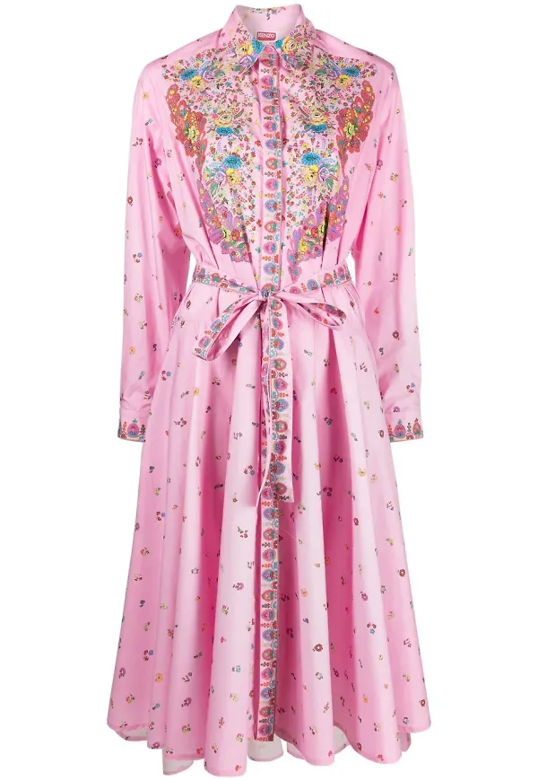 Kenzo Kleid paisleymönstrad skjortklänning - Rosa