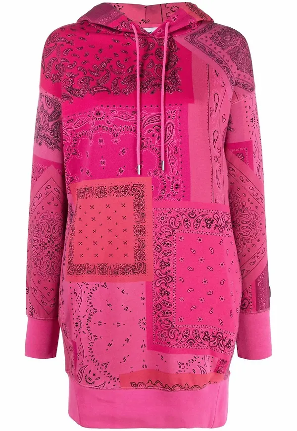 Kenzo klänning med bandanamönstrad hoodie - Rosa