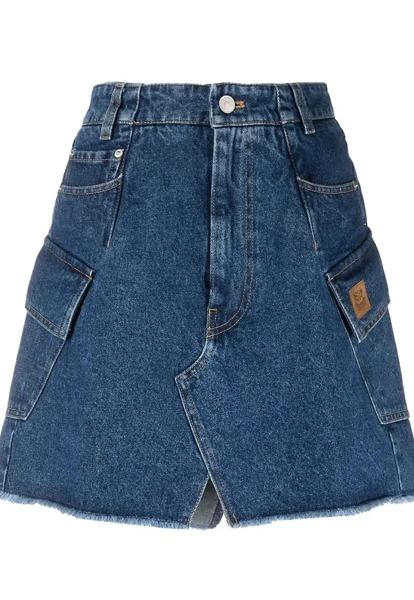 Kenzo kort jeanskjol med logotypmärke - Blå