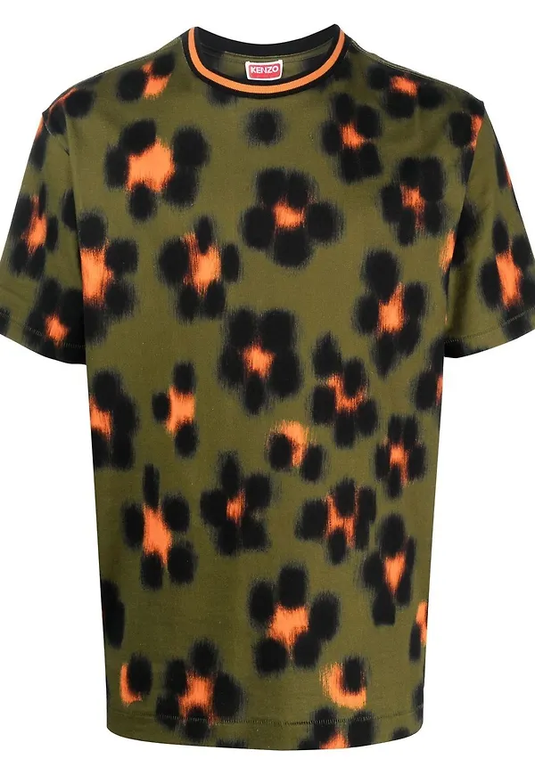 Kenzo kortärmad leopardmönstrad t-shirt - Grön