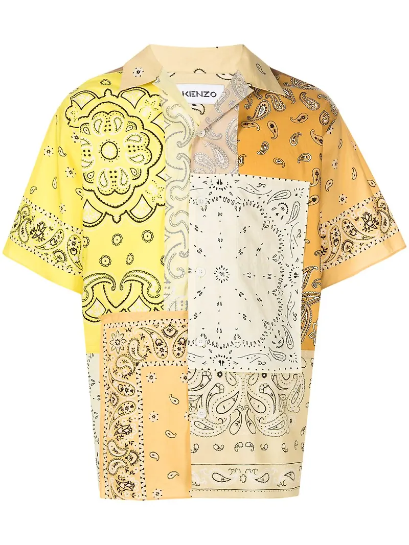 Kenzo kortärmad skjorta med lappdesign - Gul