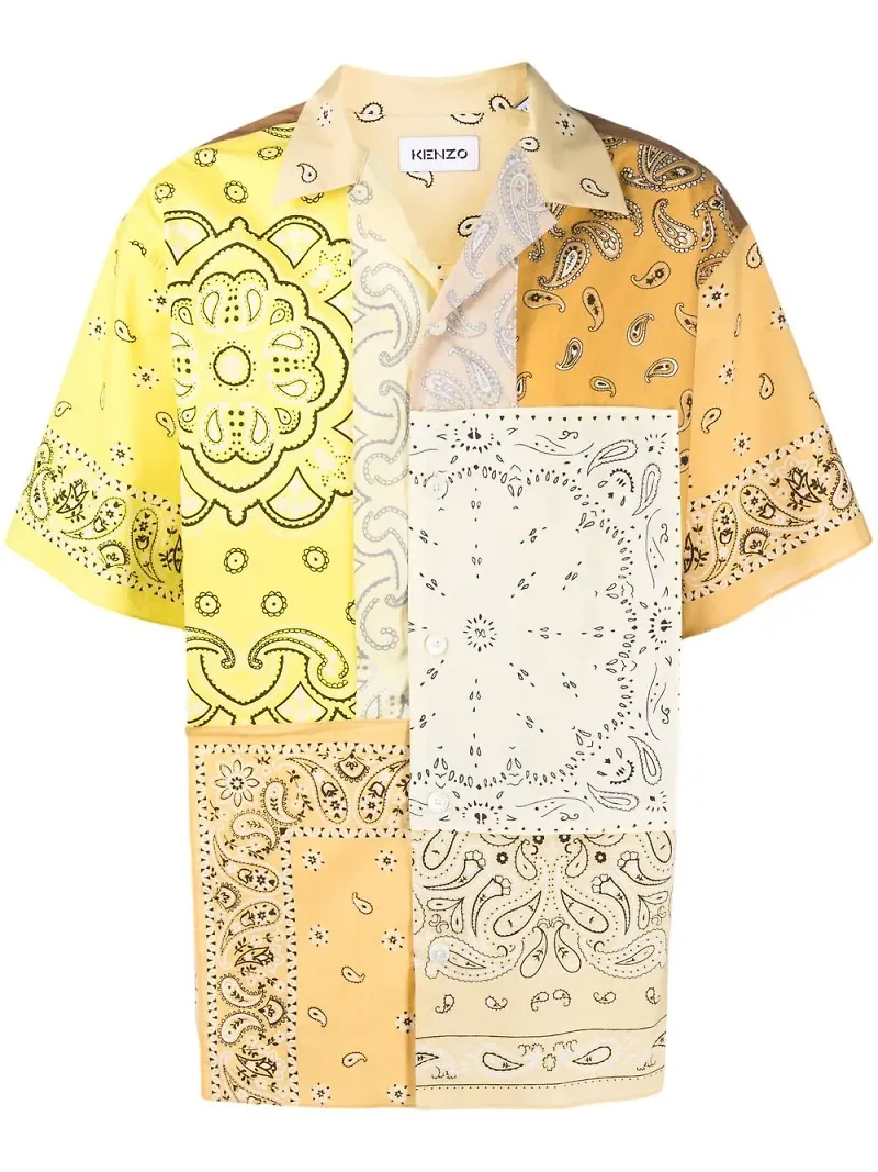 Kenzo kortärmad skjorta med lappdesign - Gul