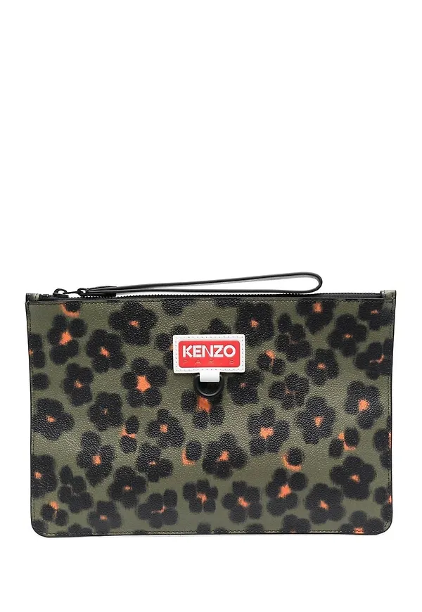 Kenzo leopardmönstrad kuvertväska - Grön