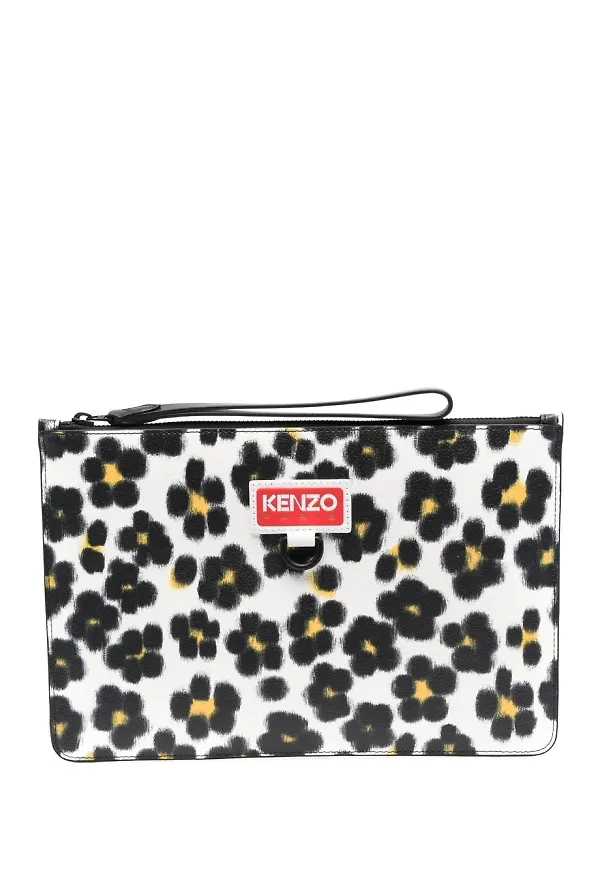 Kenzo leopardmönstrad kuvertväska - Vit