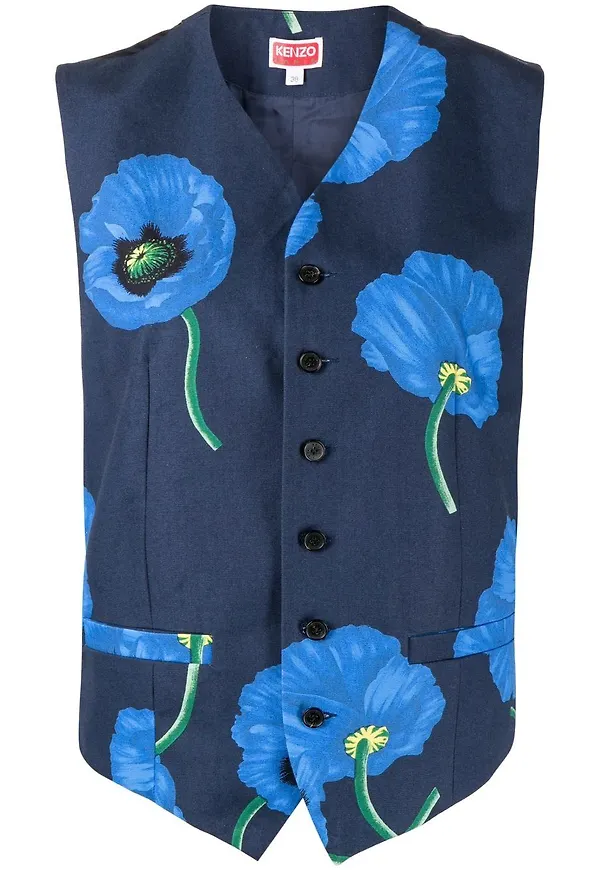 Kenzo linne med blommigt tryck - Blå