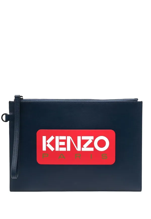 Kenzo logo-print clutch bag - Blå