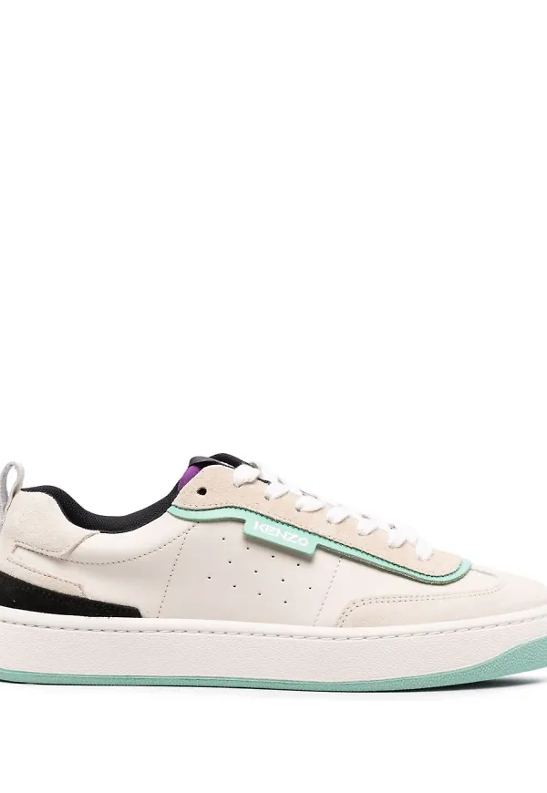 Kenzo lädersneakers med färgblock - Neutral