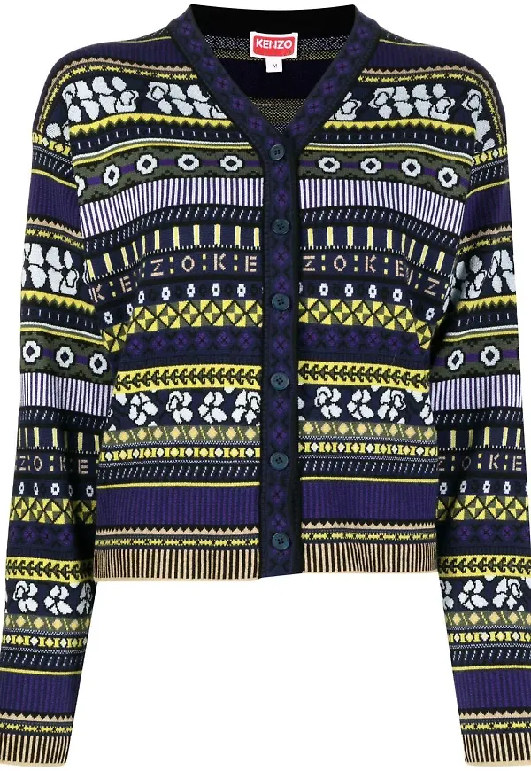 Kenzo mönstrad kofta i jacquard - Lila