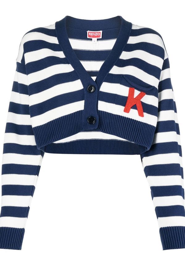 Kenzo Nautical Stripes kort kofta - Blå