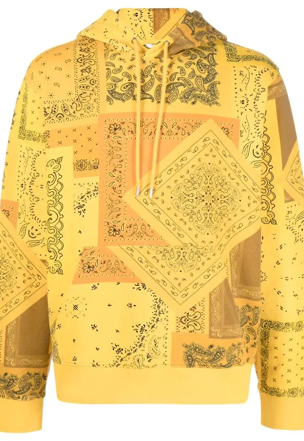 Kenzo paisleymönstrad hoodie med dragsko - Gul