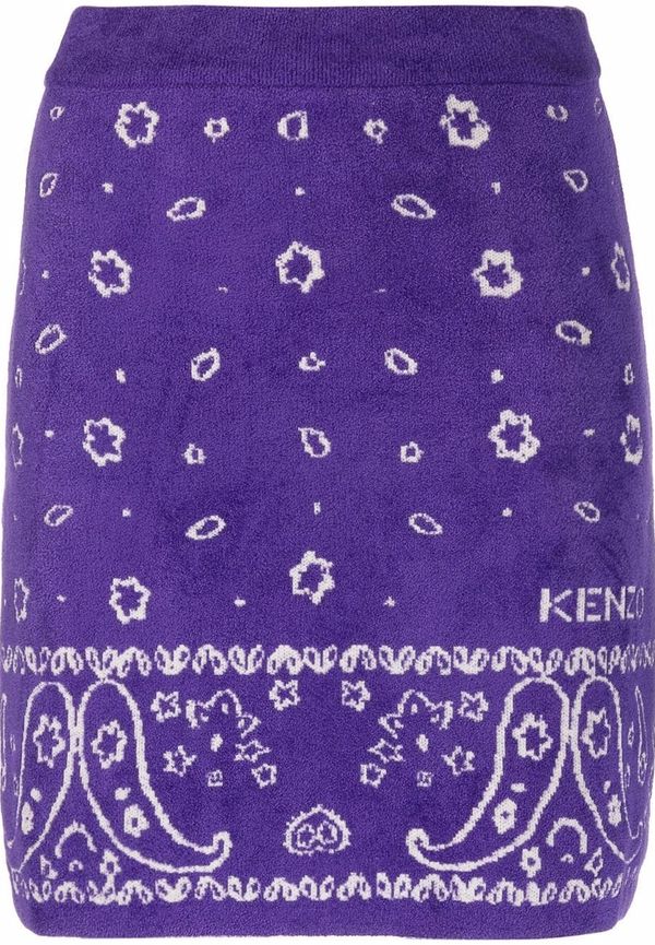 Kenzo paisleymönstrad stickad A-linjekjol - Lila