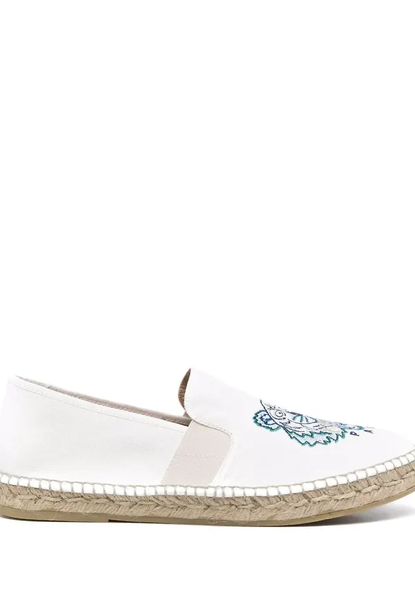 Kenzo platta espadrillos med tigerhuvud - Vit