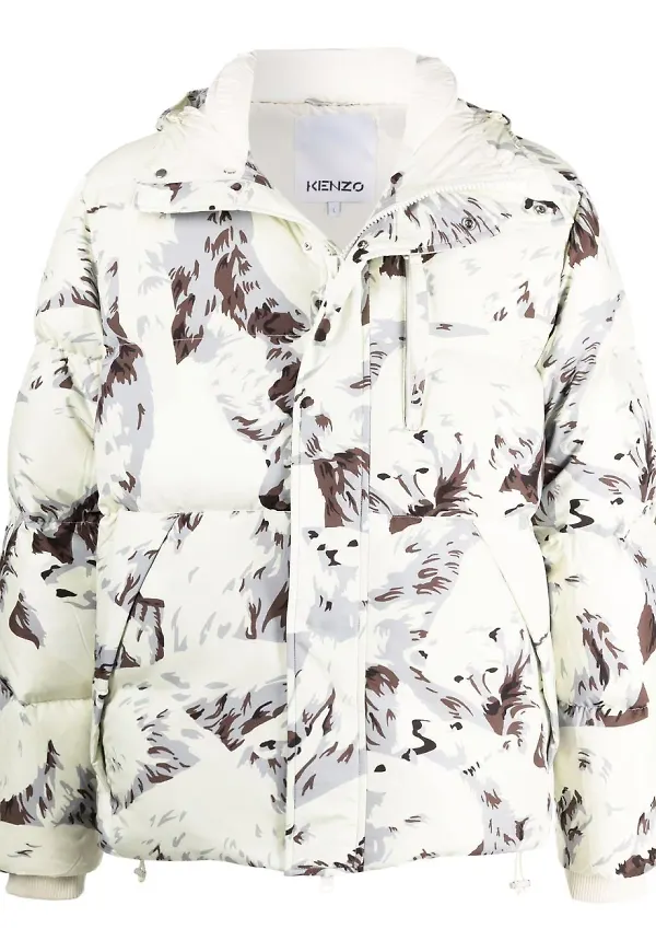 Kenzo Polar Bear vadderad dunjacka - Neutral