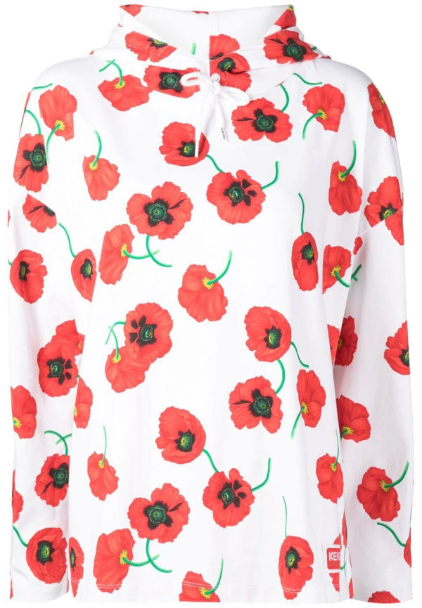 Kenzo Poppy långärmad hoodie - Vit
