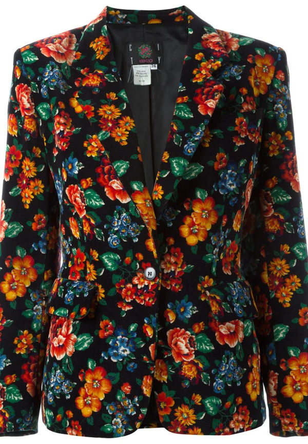 Kenzo Pre-Owned blommig blazer från 1980-talet - Svart