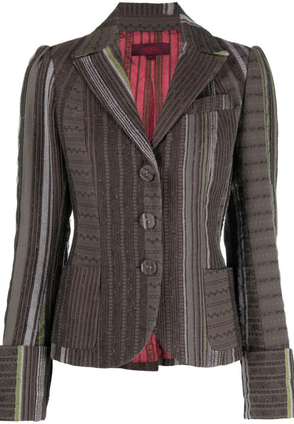 Kenzo Pre-Owned randig blazer med skårade slag - Brun