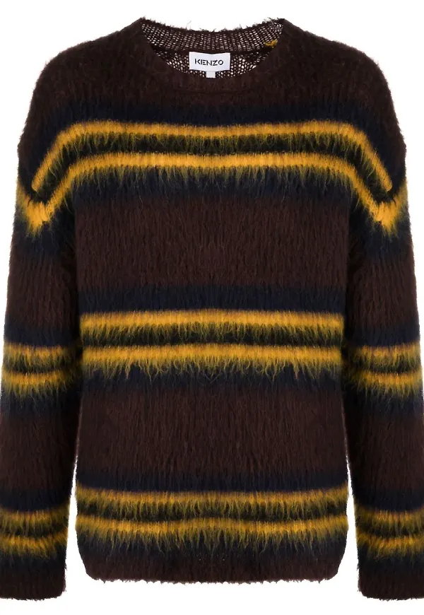 Kenzo randig stickad tröja - Brun