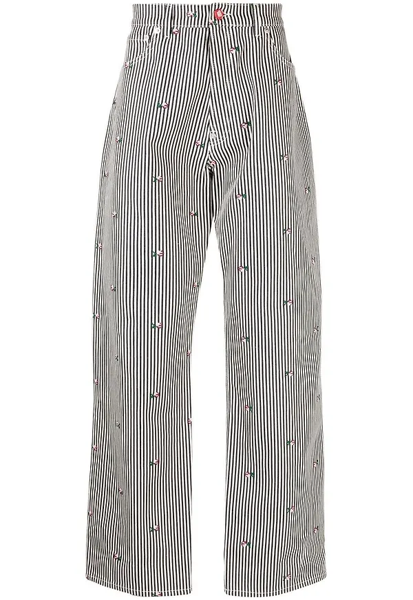 Kenzo randiga blommiga straight-jeans - Blå
