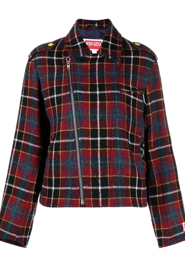 Kenzo rutig bikerjacka i tweed - Röd