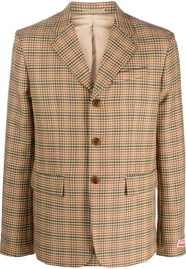 Kenzo rutig enkelknäppt blazer - Neutral