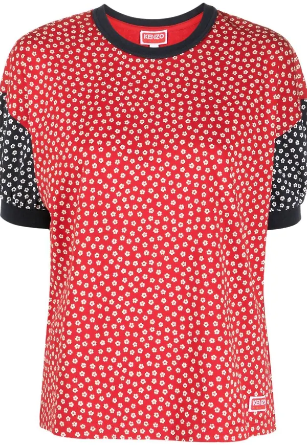 Kenzo Sakura t-shirt med panel - Röd