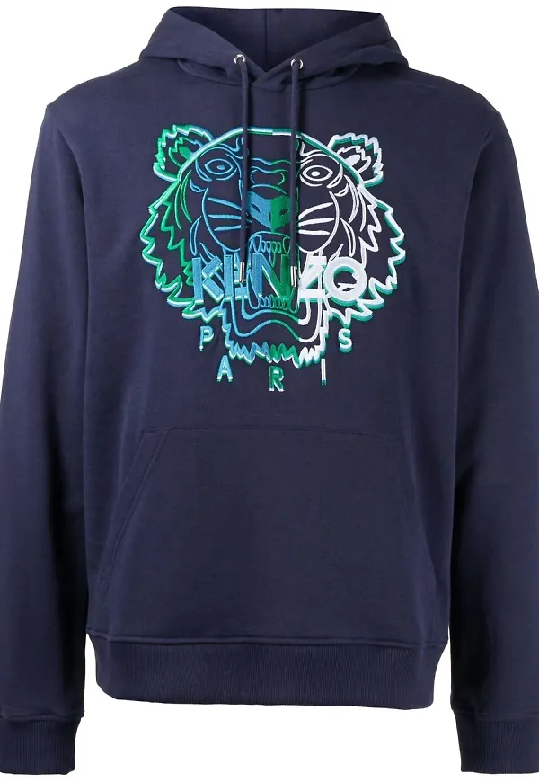 Kenzo Seasonal hoodie med tryck - Blå