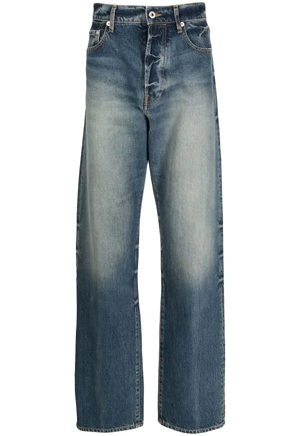 Kenzo stentvättade straight-jeans - Blå