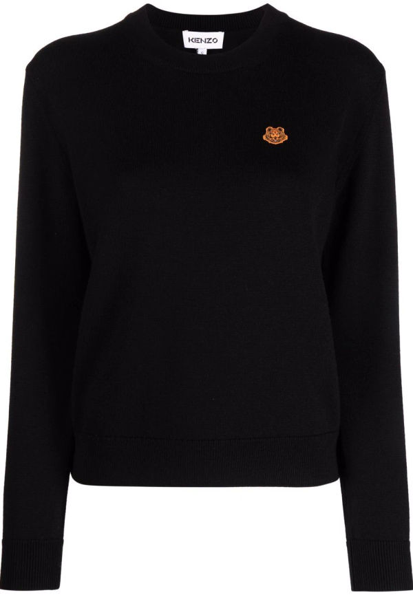 Kenzo stickad tröja med tigermärke - Svart