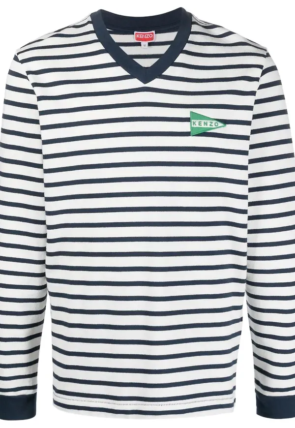 Kenzo stripe-print long-sleeve T-shirt - Vit