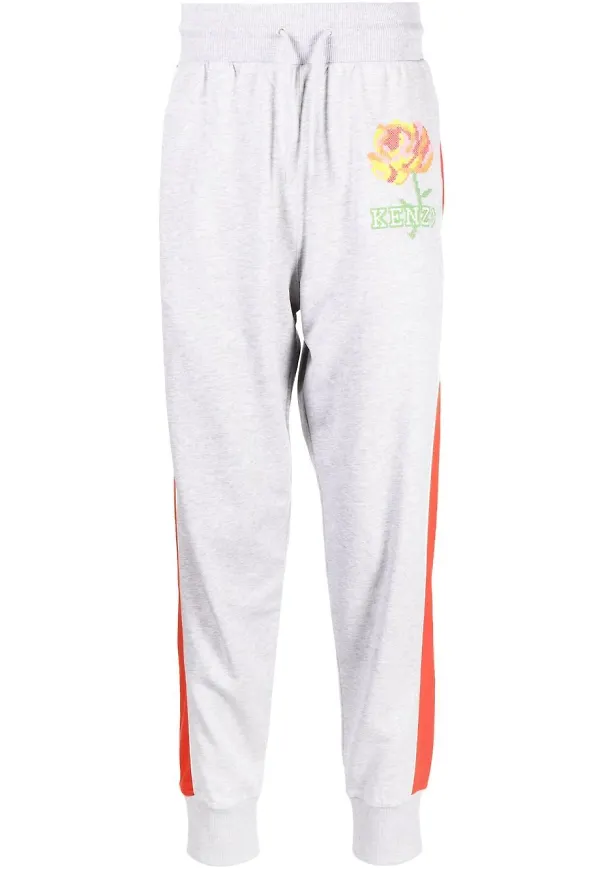Kenzo sweatpants med rosbrodyr - Grå