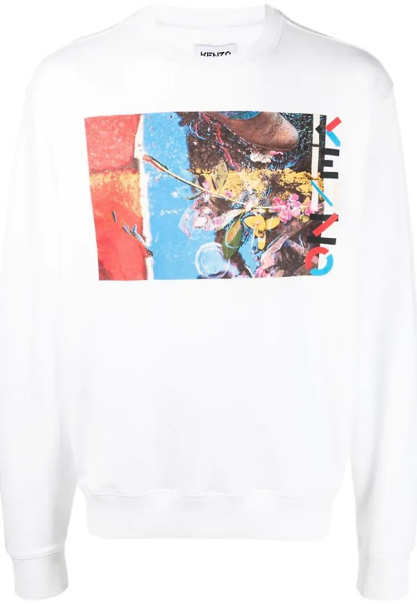 Kenzo sweatshirt med grafiskt tryck - Vit