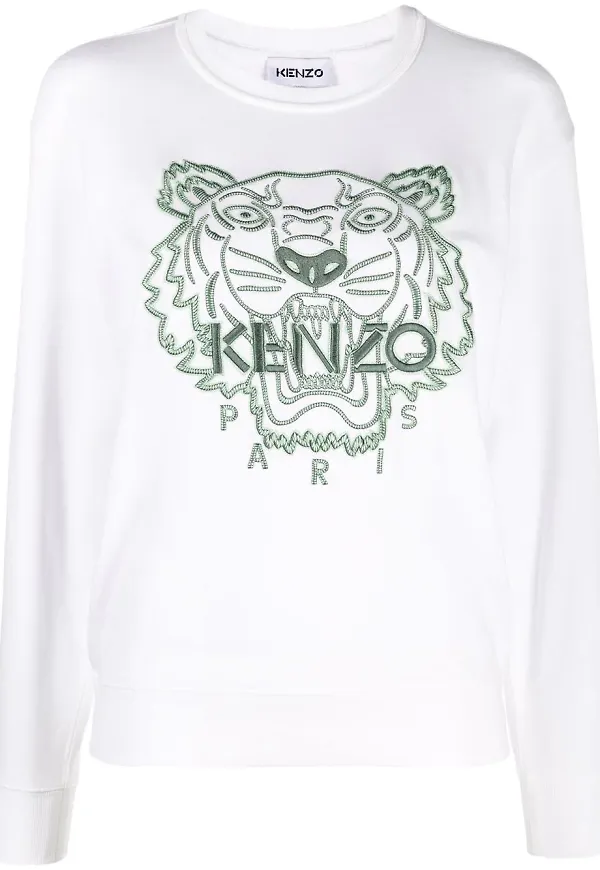 Kenzo sweatshirt med tigermotiv - Vit