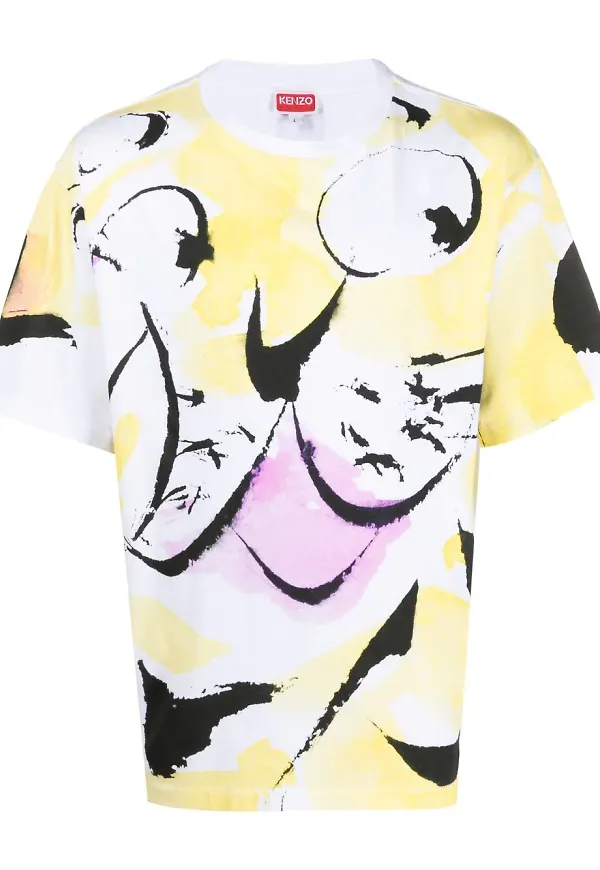 Kenzo t-shirt med abstrakt tryck - Vit