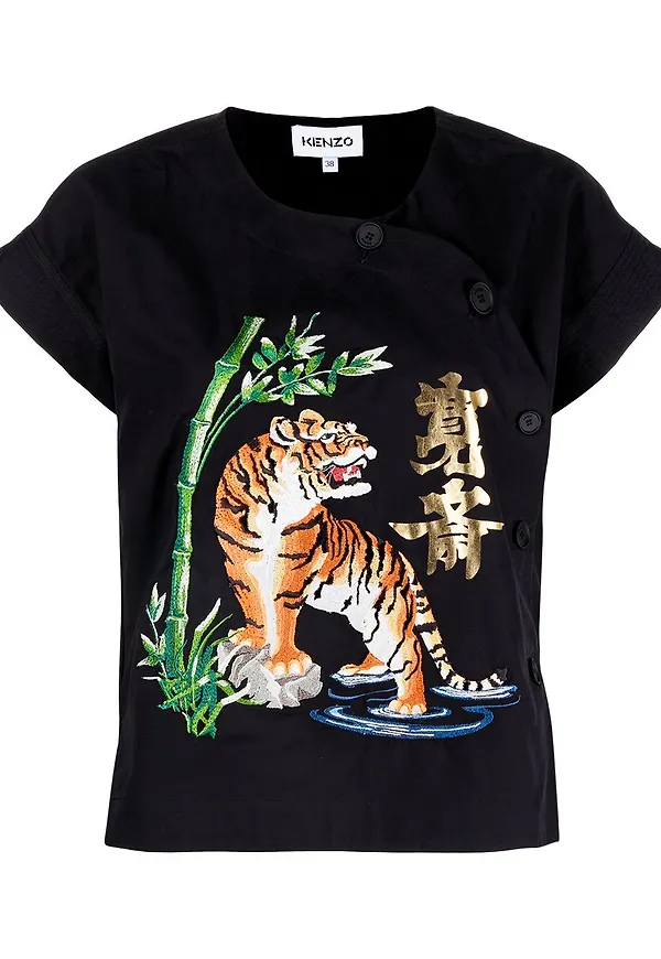 Kenzo t-shirt med broderad design - Svart