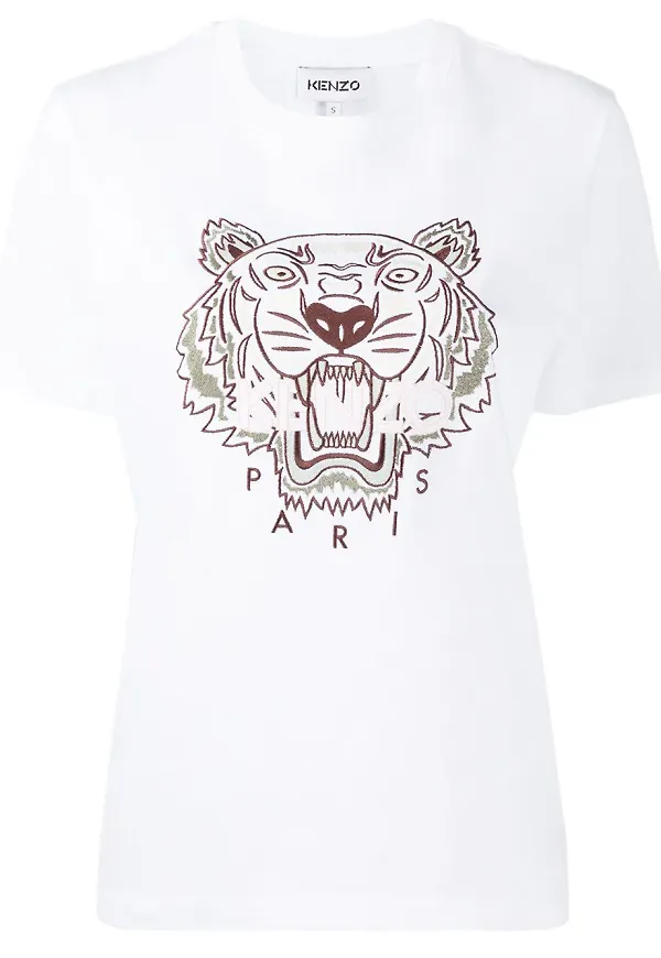 Kenzo t-shirt med broderad tiger - Vit