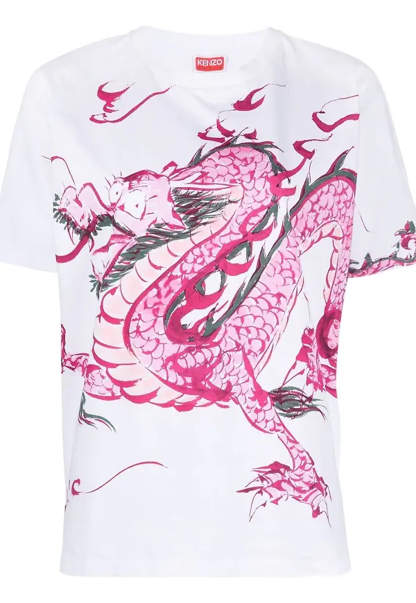 Kenzo t-shirt med draktryck - Vit