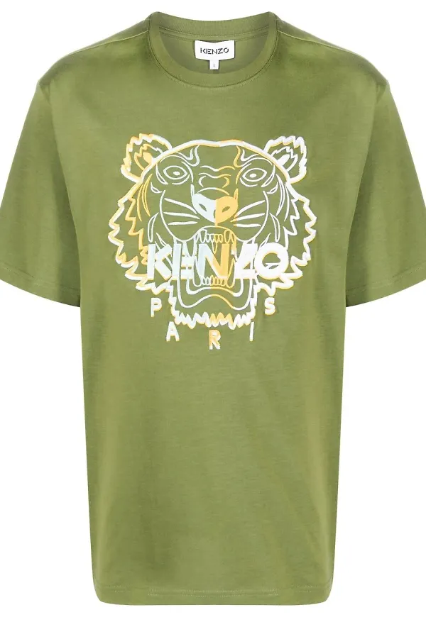 Kenzo t-shirt med tigerbrodyr - Grön