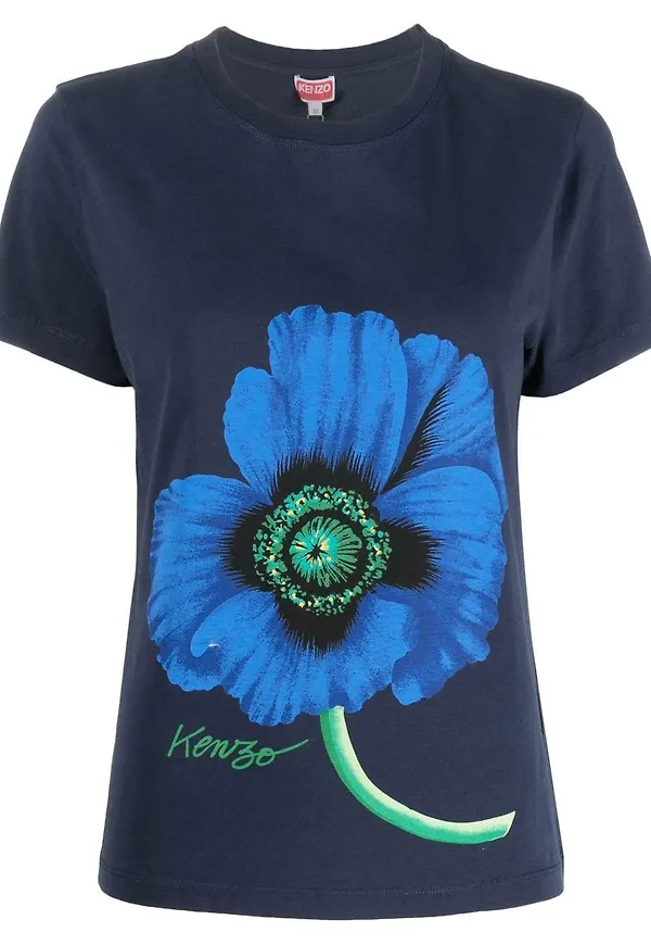 Kenzo t-shirt med vallmotryck - Blå