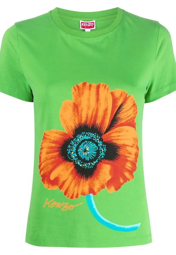 Kenzo t-shirt med vallmotryck - Grön