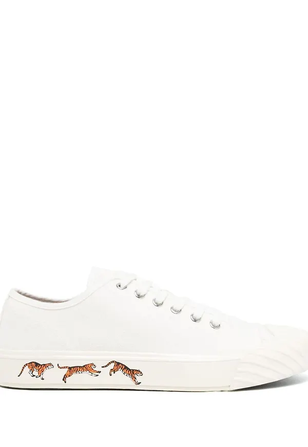 Kenzo tiger-print low-top sneakers - Vit