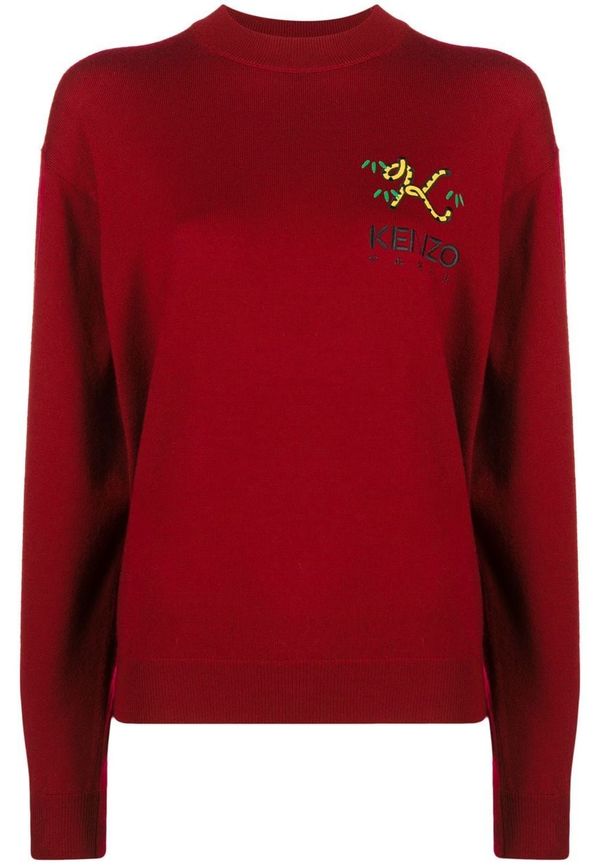 Kenzo Tiger Tall K tröja med rundad hals - Röd